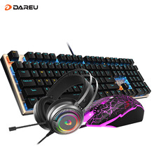 达尔优 机械青轴键盘鼠标耳机套装 键鼠耳机三件套（家用办公 电竞游戏 网吧网咖 有线USB）
