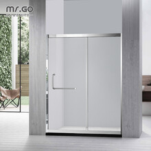 MR.GO一字型L型淋浴房卫生间整体隔断定制钢化玻璃平开门式淋浴房 一固一移/定制淋浴房（按平方算）