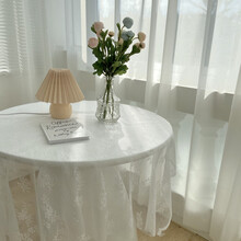 韩系简约镂空蕾丝桌布电视柜圆桌蕾丝布艺文艺复古盖布背景布 白色蕾丝布100*150cm