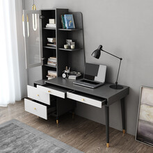 【套房：48小时发货】兰尼森 书房套房 北欧简约多功能可伸缩书桌储物书柜组合小户型家用电脑桌书架套装 伸缩书桌+【三抽屉】2门书柜 单书桌