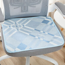 夏季竹凉垫椅子垫冰丝坐垫餐椅垫办公室汽车座垫子电脑椅凳子夏天 英伦格蓝色【冰丝有绑带】 45*45cm适合办公椅汽车前排