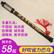 竖吹巴乌天然紫竹音准型民族乐器成人儿童学生初学乐器 降B调+礼品+皮盒
