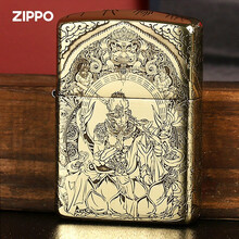 zippo打火机 纯铜雕刻斗战胜佛 五面精雕 盔甲加厚 之宝煤油防风打火机 个性定制 男士生日礼物 常规版-斗战胜佛（三件套套装）