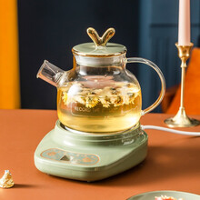 航方养生壶多功能煮茶器家用办公室花茶壶玻璃煮茶壶迷你电水壶 【森谜绿】1.1玻璃壶D(RTGL)+花茶壶底座A