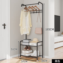CHENKE轻奢品牌衣架简易衣柜衣帽客厅衣服架子柜衣帽架落地挂衣架组合简约衣架 L-衣帽架【黑色款】