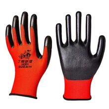 手套劳保耐磨干活手套批发橡胶乳胶手套防滑加厚胶手套带胶 正品红色丁腈 12双