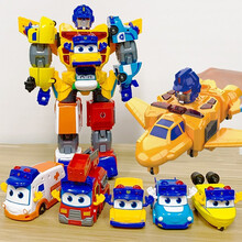 儿童玩具百变校巴歌德儿童玩具变形汽车机甲金刚战士合体机器人车长歌德消防警长救护车磁吸拼插玩具 七合一机甲【磁力合体+趣味早教+音乐灯光】