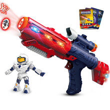 可爱布丁 儿童玩具枪男孩玩具 发声闪光投影玩具枪3-5-12岁变形机器人磁性模型套装学生日礼物XK1088