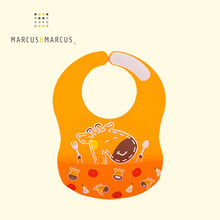 Marcus&Marcus marcus宽阔覆盖缤果硅胶围兜 新款防溅衣 防水婴儿围嘴口水巾 黄色长颈鹿