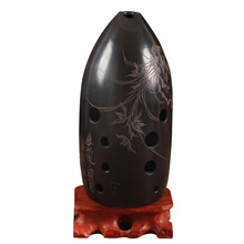 永田七星埙 十孔双腔笔筒埙专业演奏考级勋初学黑陶埙 成人学生演奏埙初学入门埙 民族乐器 兰草 G调