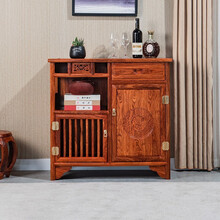 九合铭苑红木家具非洲花梨（学名：刺猬紫檀）雕花餐边柜实木中式茶水柜备餐柜歺边柜储物柜收纳柜碗碟柜O  雕花：长88*宽40*高86cm