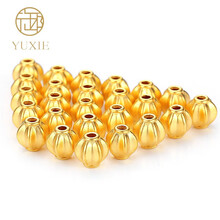 御邪 黄金转运珠长珠橄榄形珠手串南瓜金珠橄榄长珠桶珠金珠子散珠棱形多边纯金串珠编绳配珠七夕情人节礼物 南瓜金珠6mm：0.16g-0.18g
