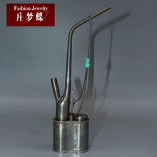 庄梦蝶 仿古 古玩古董民国水烟壶 复古烟嘴 白铜水烟长寿壶 精品长辈礼品