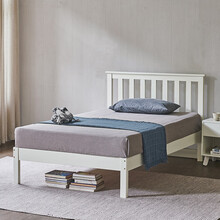 丹象 北欧日式小户型1.5米实木床1.2米成人现代简约单人床1米家用次卧床0.9米1.35米床 白色床+10公分厚|乳胶椰棕床垫 1200*1900mm