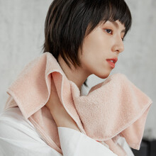 三利 长绒棉A类毛巾2条装 纯棉高毛圈柔软强吸水洗脸巾 100g/条 全棉亲肤洁面巾 34×74cm 烟粉色+淡墨色