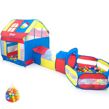 思贝儿童帐篷游戏屋宝宝室内公主城堡小帐篷女孩分床睡觉玩具好看的公主房秘密基地小屋 蓝房子+隧道+球池+100球