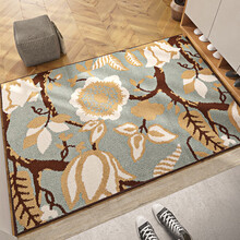 欧式家用厨房浴室防滑耐磨进门入户门厅玄关地毯 落叶乔木-青 45*70cm