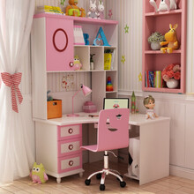 儿童转角书桌书架组合 套装白色 美式学习桌写字台1.2米男孩女孩欧式地中海直角书桌 【A款】转角书桌