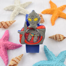 儿童玩具手表2-3岁男孩卡通奥特曼女孩幼儿可爱小童啪啪圈电子表 蓝色奥特曼