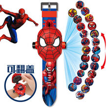 娃汪汪队冰雪白雪艾莎公主电子表男女孩儿童卡通投影手表玩具 蜘蛛侠手表【翻盖24图】