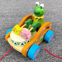 拖拉学步玩具拉车婴幼儿童手推车手拉绳拉线玩具车1-3岁宝宝玩具 青蛙拉车