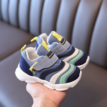 毛毛虫鞋 男宝宝毛毛虫学步鞋小童软底秋冬加绒儿童运动鞋棉鞋1一6岁女童鞋 蓝色 2068单鞋 21码/内长13点5cm