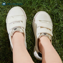 迷你巴拉巴拉儿童帆布鞋2021春季新品时尚板鞋一脚蹬耐穿防滑鞋子 本白1120 21码/适合脚长13cm