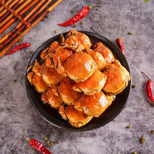 香辣蟹罐装一元蟹小螃蟹熟食即食海鲜全母蟹大闸蟹麻辣蟹钳小零食 375克公母2罐(香辣味)