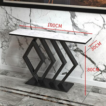青鸟飞鱼 轻奢新中式玄关桌大理石入户走廊端景靠墙长条案酒店台窄供桌 哑光黑100*30*80白 组装