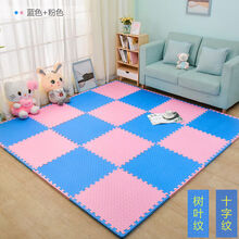 【好店认证】卧室爬爬垫爬行垫加厚海绵儿童泡沫垫拼图拼接地板垫子地垫榻榻米 粉色+蓝色--送边条 30*30*0.8厘米【10片装】