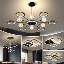 屋语艺术灯 网红款北欧LED轻奢吊灯灯具大气客厅灯吊灯灯具套餐创意个性灯饰组合套餐 三室两厅无极调光+遥控【包安装 到手价3088元】