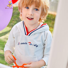 精典泰迪Classic Teddy 【舒适时尚】21春季新款宝宝卫衣带帽外套动户外/运动服 白色 130