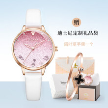 迪士尼 中学生手表学生女孩初高中初中生韩版女简约气质女生防水表生日礼物抖音网红同款 新品白色皮带小清新粉晶可爱