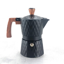 摩卡壶意大利品质经典铝制咖啡壶萃取浓油脂办公家用多款可选 黑色菱形(三杯份)
