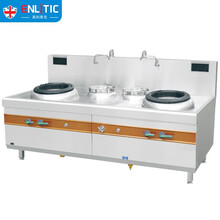 英利蒂克(Enlitic) 商用猛火灶天然气液化气厨房饭店炒菜灶一键启动熄火保护带显示屏双炒双温SZCT28/56B-SX2