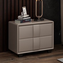 欧缇雅  皮床主卧双人床现代简约1.8米轻奢北欧大气实木软包靠背床婚床 床头柜 180*200框架床