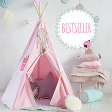 儿童小帐篷游戏屋北欧室内男孩宝宝玩具屋印第安女孩家用公主房子生日礼物抖音网红同款 粉梦缘+1.2m垫子 送星灯+云朵+抱枕