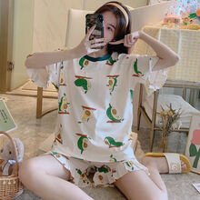 孕妇睡衣短袖两件套产妇月子服夏季薄款产后哺乳期夏天喂奶装 8#牛油果纯棉 L【建议100-120斤】