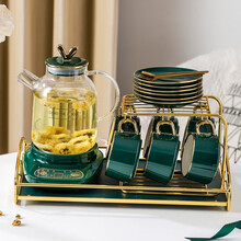 航方养生壶多功能煮茶器家用办公室花茶壶玻璃煮茶壶迷你电水壶 祖母绿1.8壶D+6件套+C杯架+山水托盘+底座A