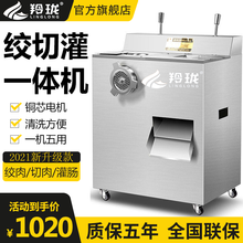 羚珑 商用绞肉机 切菜机强力切片机灌肠机 不锈钢加厚大功率切肉机绞切两用台式机切丝机 配置二