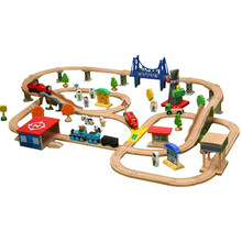 木质磁性轨道套装儿童拼搭木头轨道电动玩具火车 豪华加煤站轨道（电动款） 官方标配