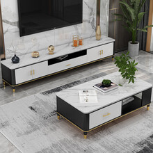 茶几电视柜组合现代简约客厅家用北欧大理石地柜轻奢岩板小户型网红ins风电视机柜 电视柜:长160+茶几:长120