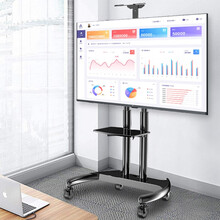 凯旗(32-100英寸)移动电视支架落地电视机架子移动电视推车落地挂架视频会议一体机显示屏万向移动架 【豪华款32-75英寸】一体加强底座 伸缩双立柱
