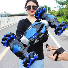 手势感应四驱越野车大号扭变电动攀爬车儿童男孩玩具变形遥控汽车遥控坦克遥控汽车玩具特技车 超大32CM【手表遥控+手柄遥控+炫酷灯光】蓝 畅玩双电版+遥控电池