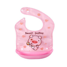 宝宝吃饭围兜防水围嘴儿童软食饭兜婴儿口水兜小孩防脏免洗立体饭兜 糖小猪