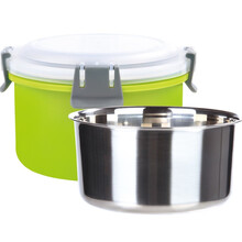 特得美厨具不锈钢泡面面条碗密封粥汤碗饭盒学生儿童成人便当盒礼盒装密封提锅可微波加热塑胶外盒/分体 分离式800ML绿-6932