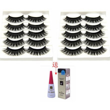 五对装假睫毛凌乱浓密交叉超长款硬梗假睫毛黑色眼睫毛舞台妆浓妆H 215-2盒送胶水