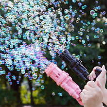 加特林泡泡机 抖音网红同款泡泡机玩具枪男女孩电动黑金泡泡趣味儿童玩具泡泡 【中配】8孔粉色加特林+浓缩液*5包 送电池