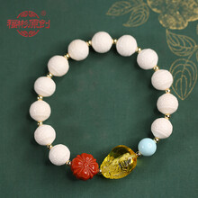 福彬牙雕猛犸象牙祥云珠回纹珠手链手串女款原创设计古风饰品蜜蜡南红玛瑙手链小清新复古文玩首饰