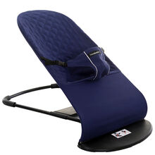 摇摇椅哄娃神器婴儿哄睡哄宝神器宝宝平衡摇篮躺椅安抚椅可折叠 深蓝色精品加厚棉布款 不带玩具架